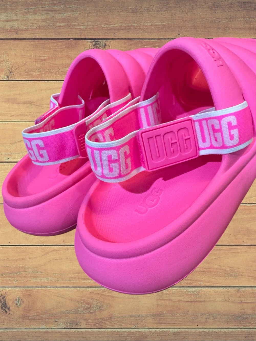 UGG Sport Yeah Pink Foam Removable Slingback Lightweight Slides Size 9 - Picture 6 of 16
